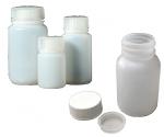 Flacon de plastic HDPE cu gură largă, scală și capac. Volum 60 ml