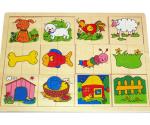 Puzzle de lemn „Animale și obiecte din ograda mea”